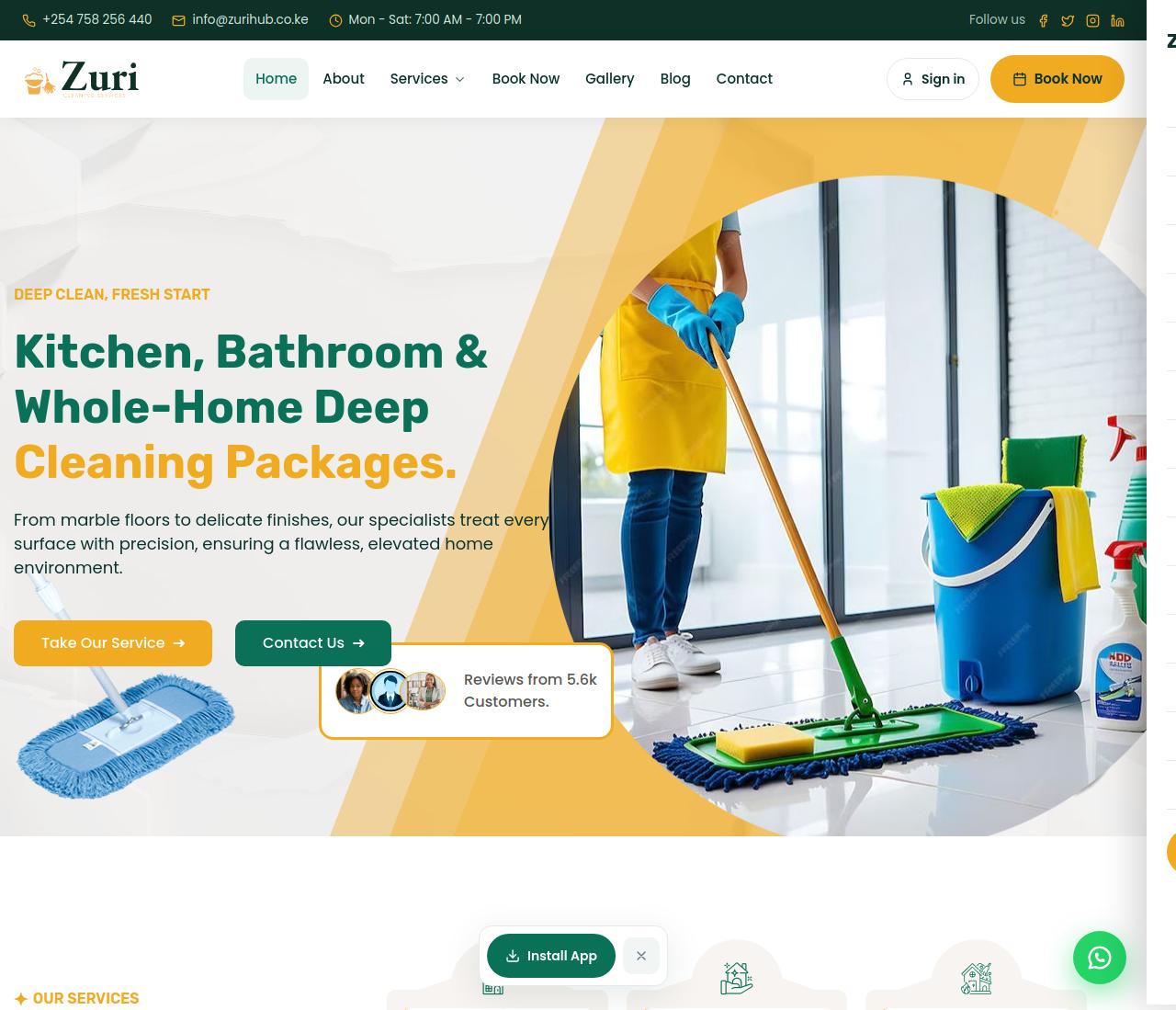 Premium Cleaning Services Website - residential and commercial cleaning company website design